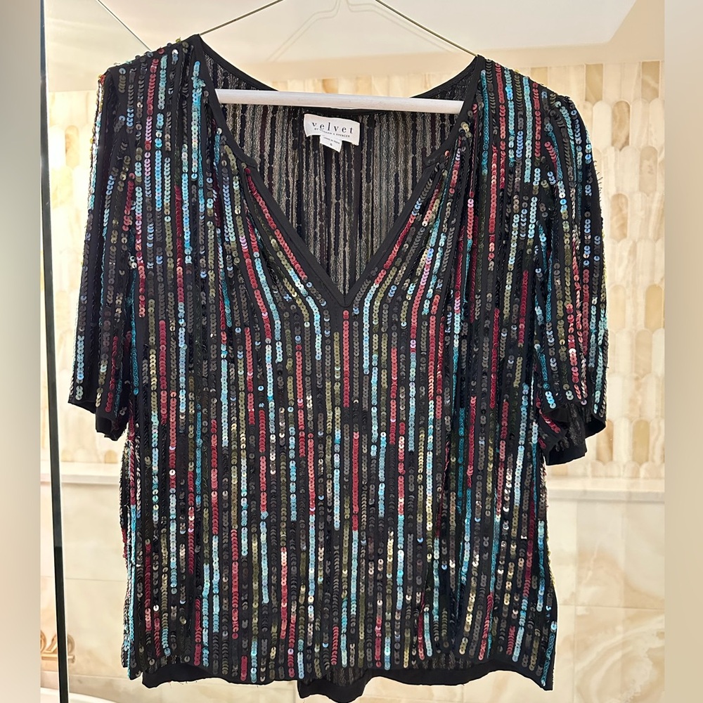 Velvet by Graham & Spencer sequin top size small